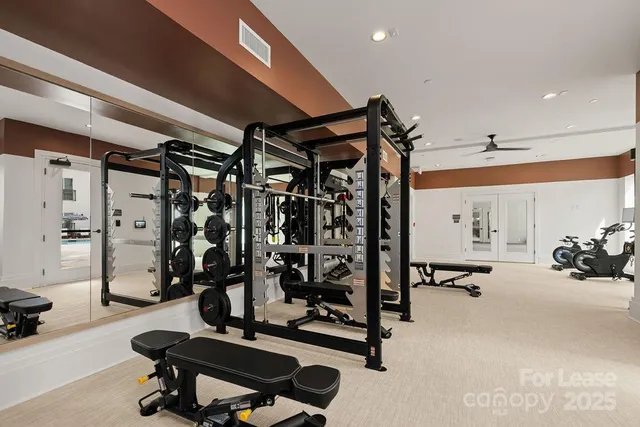 a view of a room with gym equipment
