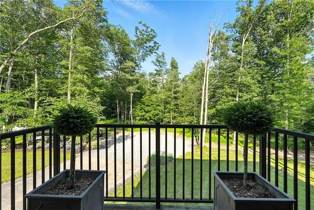 a view of a black gate