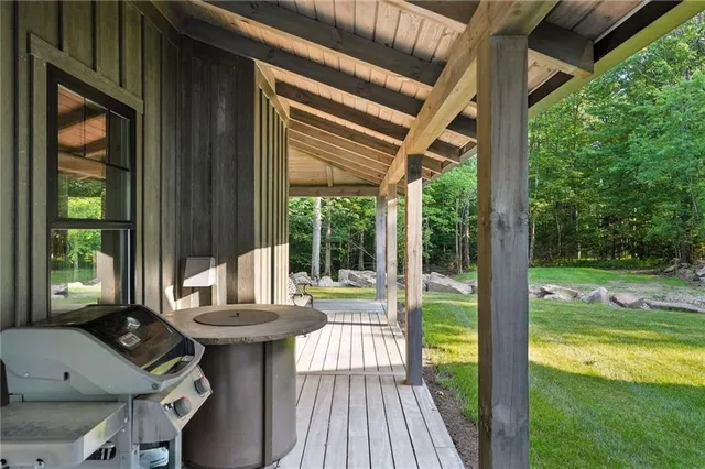 a view of balcony with patio