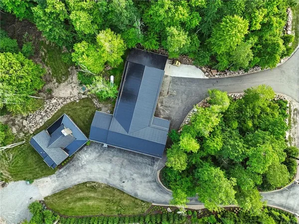an aerial view of a house