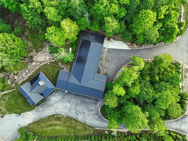 an aerial view of a house