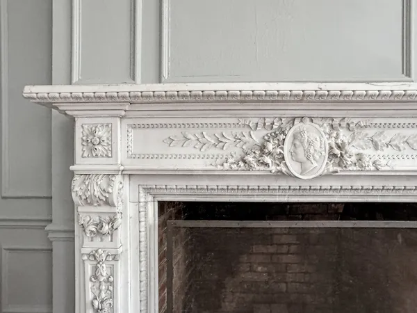 a close view of a fireplace