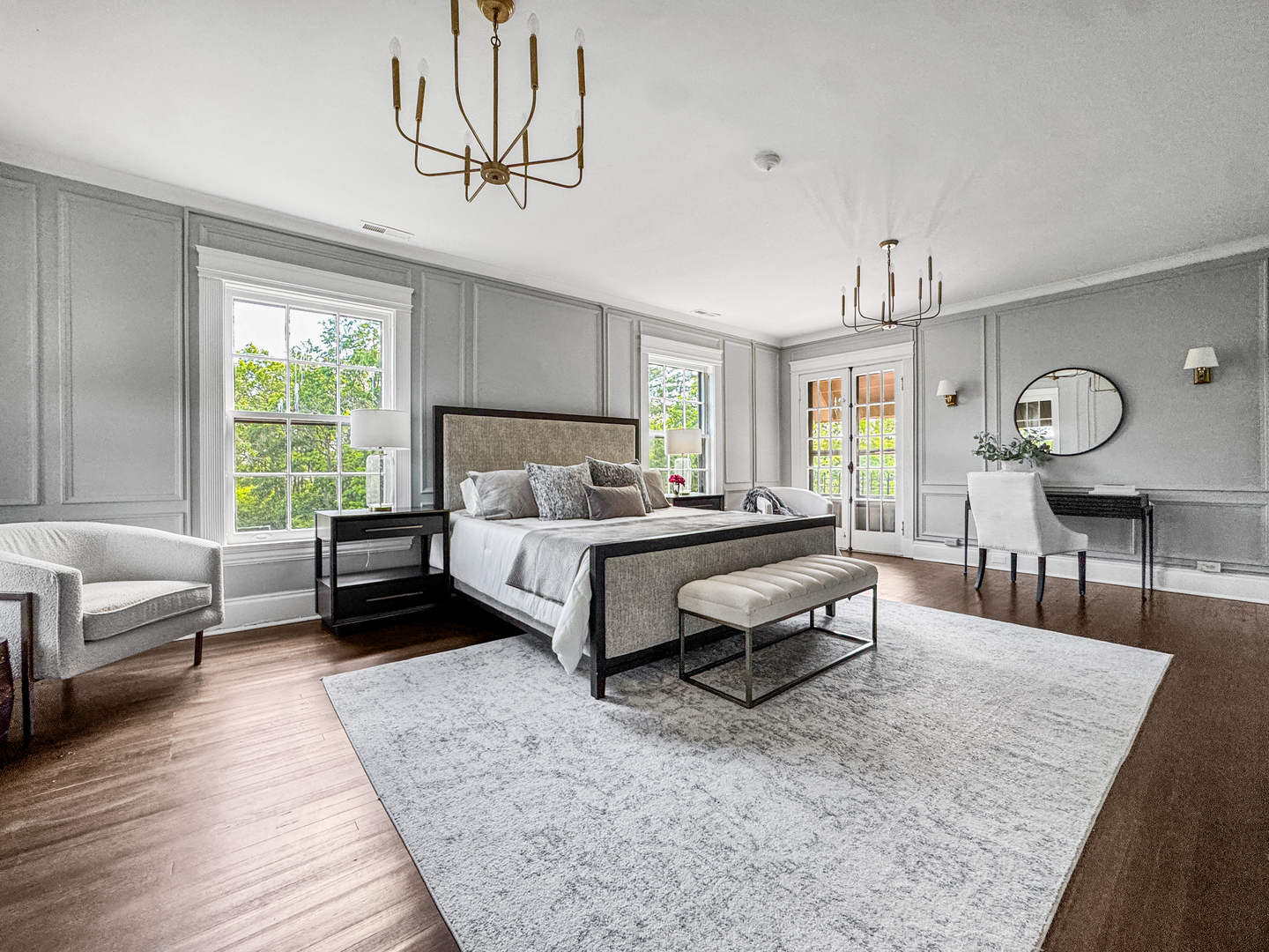 141 Loretto Court Wheaton, IL 60189 - Photo 32 of 46 a bedroom with a bed a couch and dresser with wooden floor