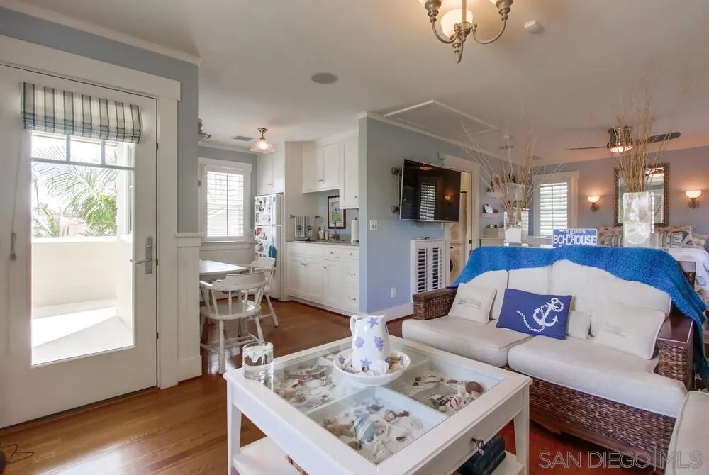 738 B Avenue Coronado, CA 92118 - Photo 23 of 25 a living room with furniture a flat screen tv and a large window