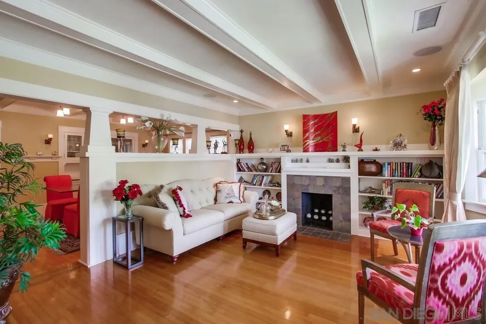 738 B Avenue Coronado, CA 92118 - Photo 4 of 25 a living room with furniture and a fireplace