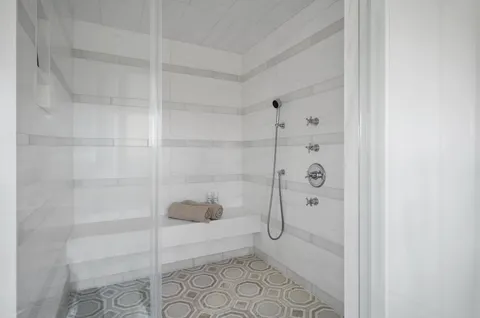 a bathroom with a shower