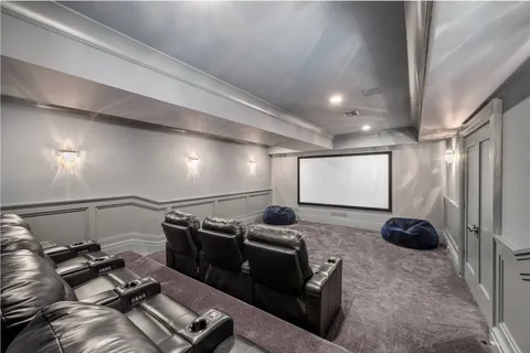 a projector room with gym equipment