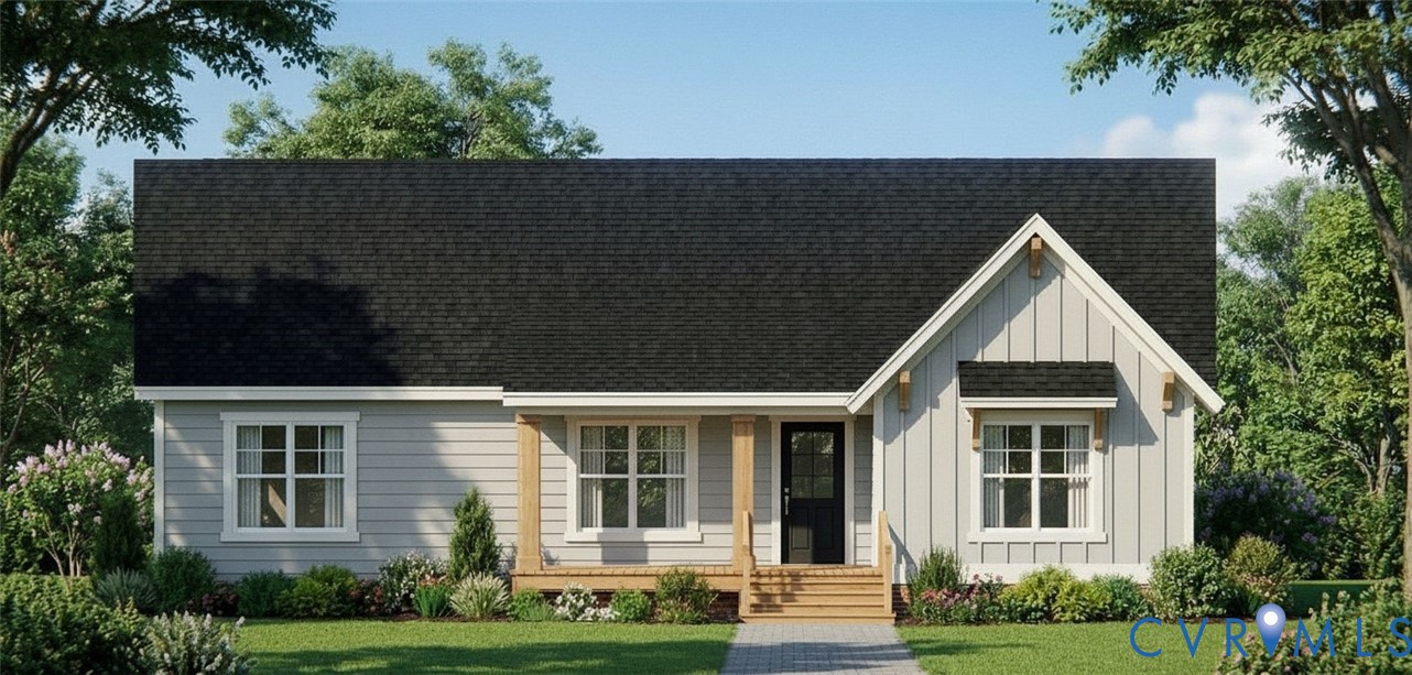 front view of a house with a yard