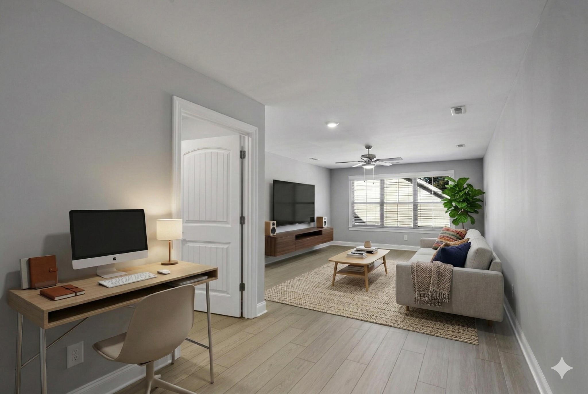 3144 Destination Trail Northwest Cleveland, TN 37312 - Photo 25 of 33 a living room with furniture a flat screen tv and a large window