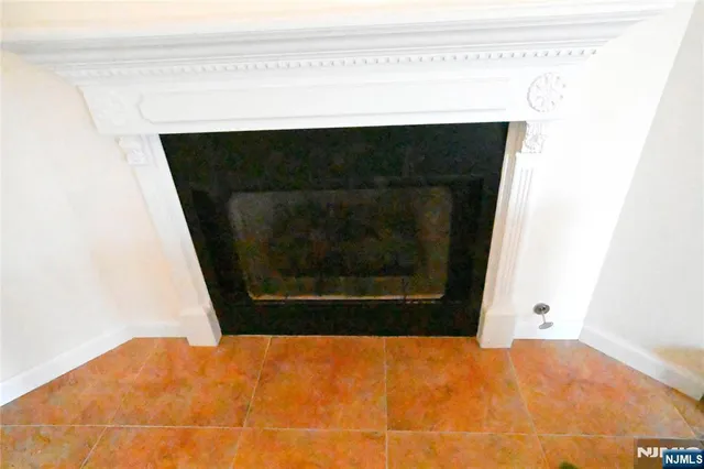 a close view of a fireplace