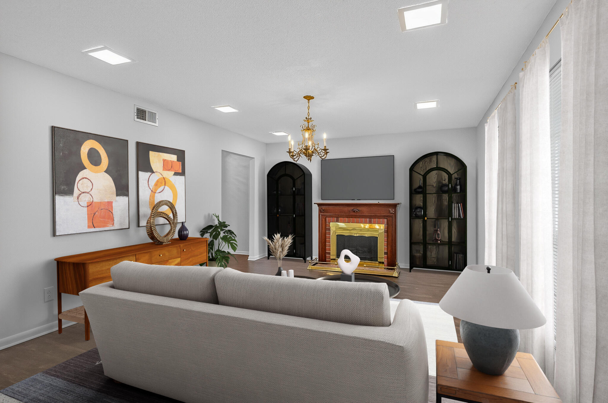 96 Yacht Club Drive, Unit 1 Fort Walton Beach, FL 32548 - Photo 5 of 43 a living room with furniture and a chandelier