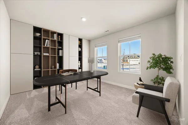 an empty room with windows