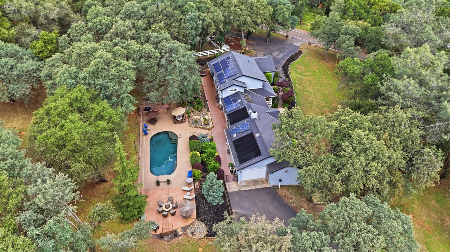 2030 Marden Drive Rescue, CA 95672 - Photo 85 of 96 an aerial view of a house with a swimming pool