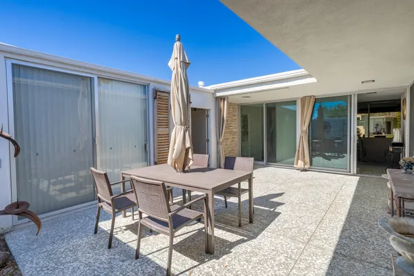 a outdoor space with furniture