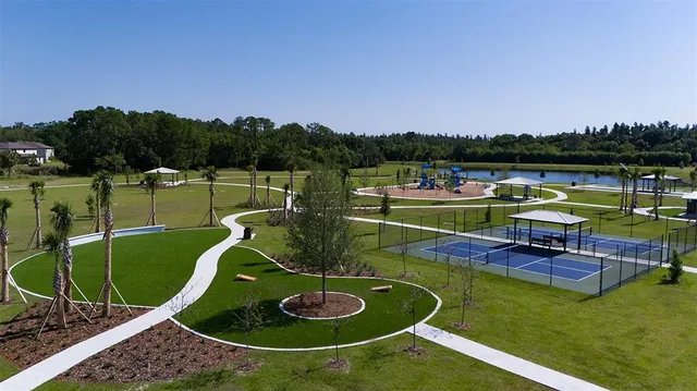 a view of a swimming pool with a terrace