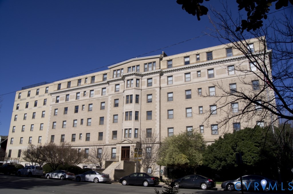 a front view of a building