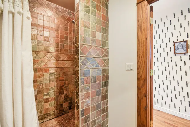 a bathroom with a shower
