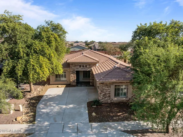 an aerial view of a house