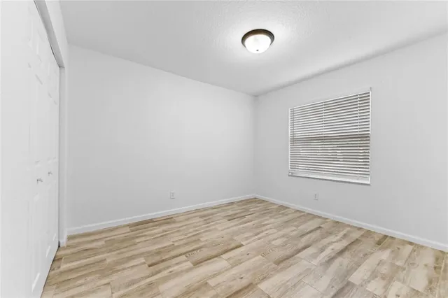 a view of a room with a window