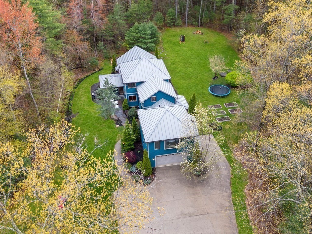 62 Buffam Road Pelham, MA 01002 - Photo 35 of 42 a aerial view of a house with swimming pool and garden