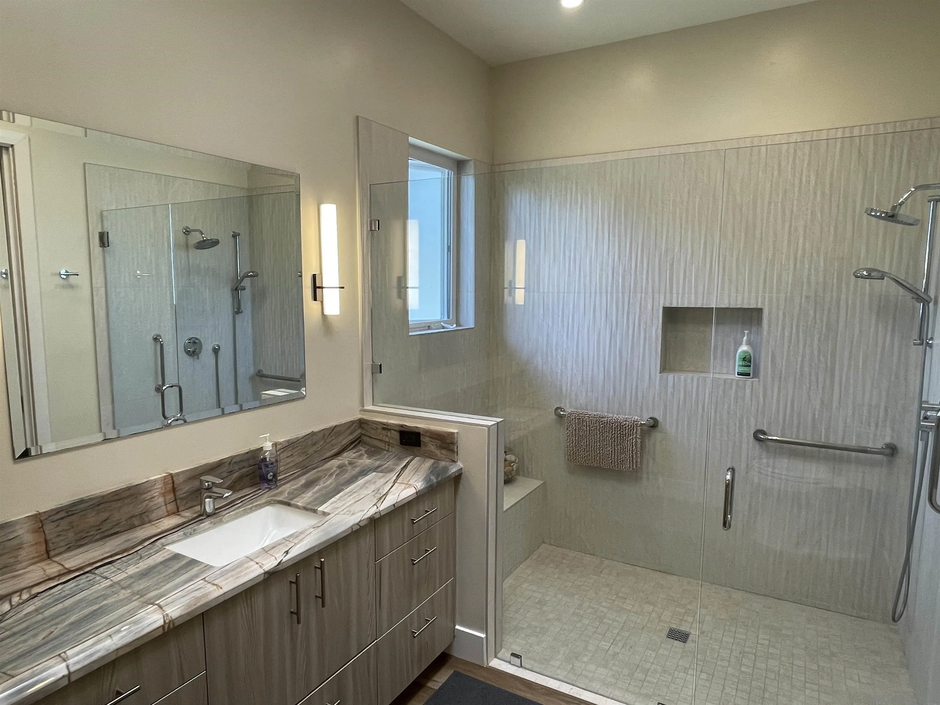 327 Cole Ranch Road Encinitas, CA 92024 - Photo 18 of 22 a bathroom with a granite countertop sink toilet and shower