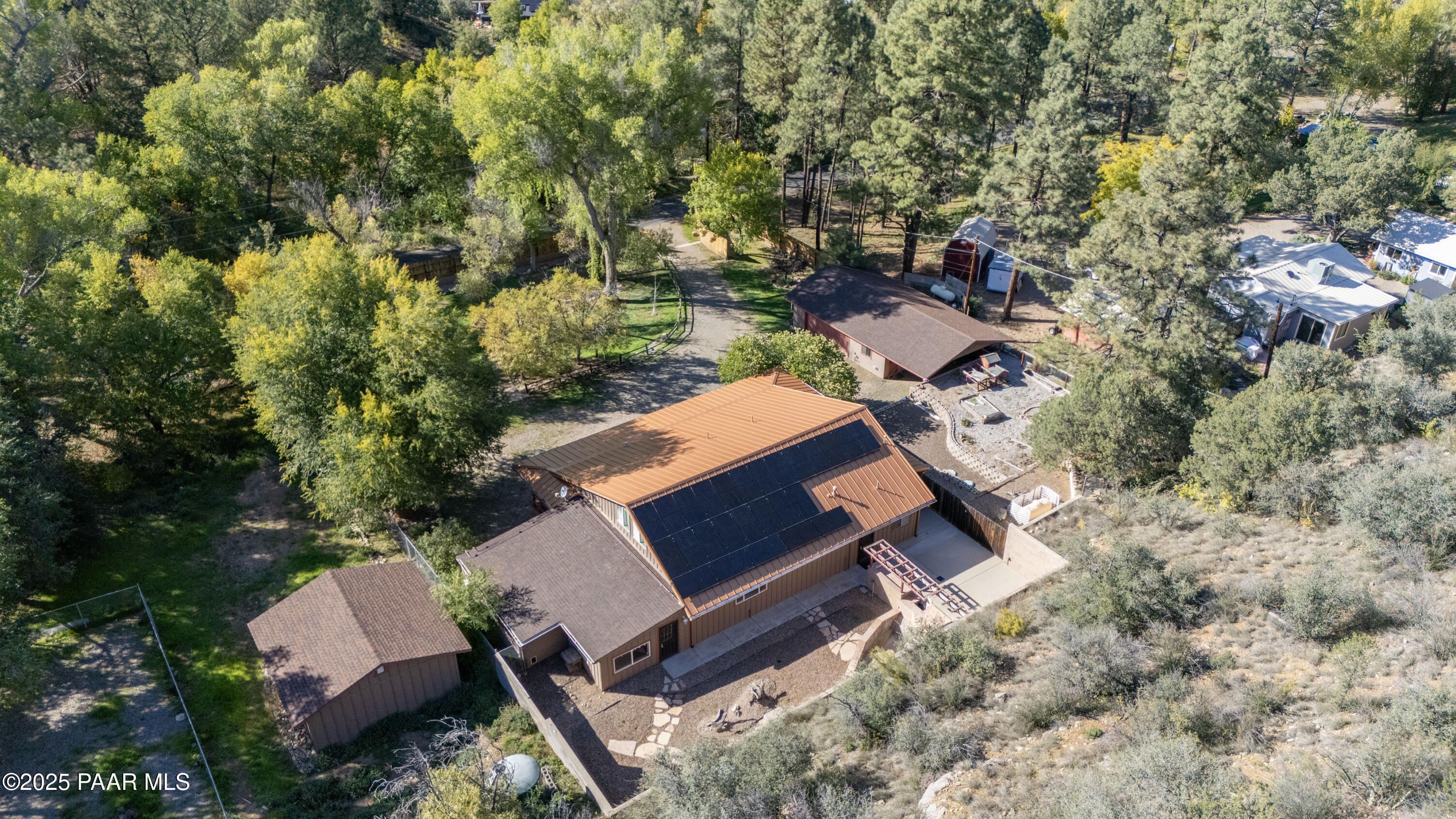 249 South Lynx Creek Road Prescott, AZ 86303 - Photo 108 of 124 an aerial view of a house with a yard and mountain view in back