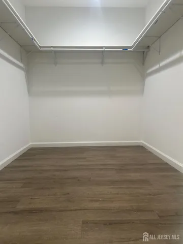 a view of an empty walk in closet