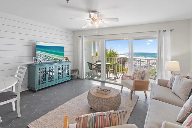 a living room with furniture