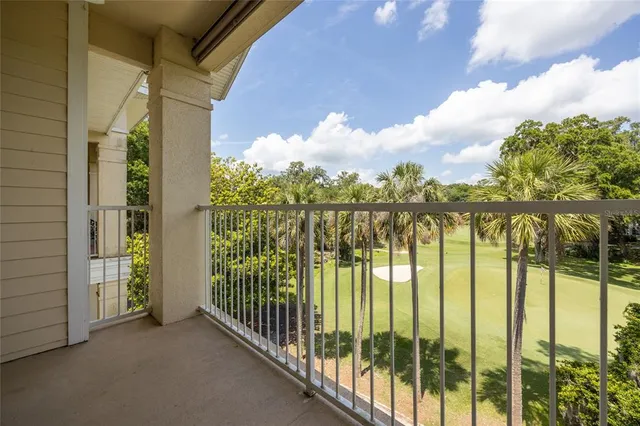 a view of a balcony with city view