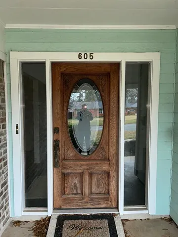 a mirror with a outdoor space