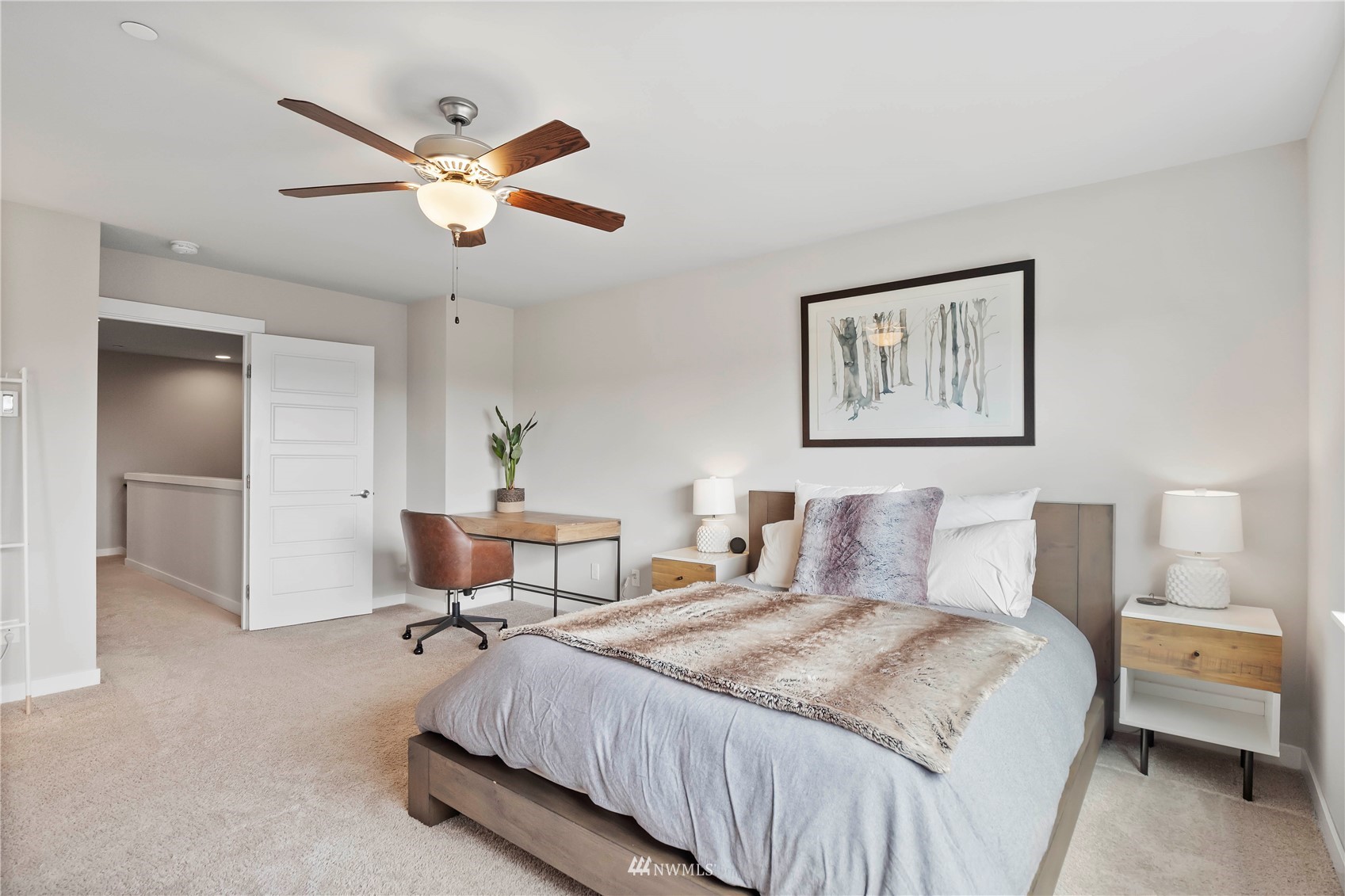 1325 Seattle Hill Road, Unit C4 Bothell, WA 98012 - Photo 11 of 33 a bedroom with a bed and a chandelier