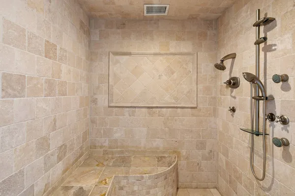 a bathroom with a shower