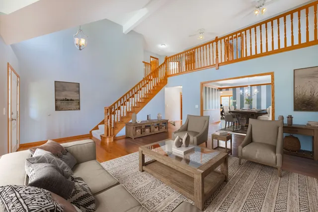 a living room with furniture