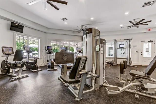 a view of a room with gym equipment