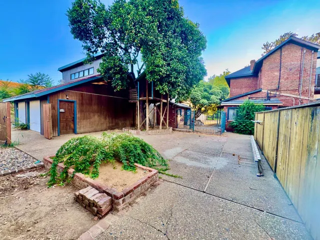 a view of a park with plants and bench