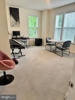 a bedroom with a bed rug and window