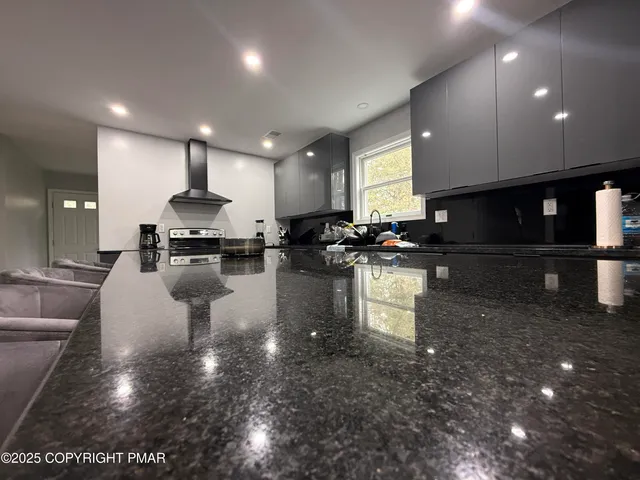 a kitchen with counter top space