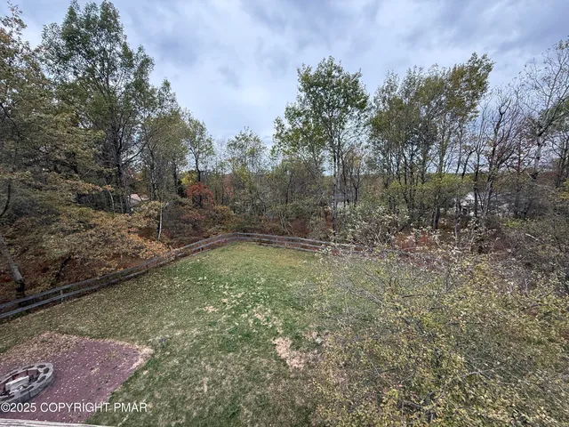 a view of a yard with a tree