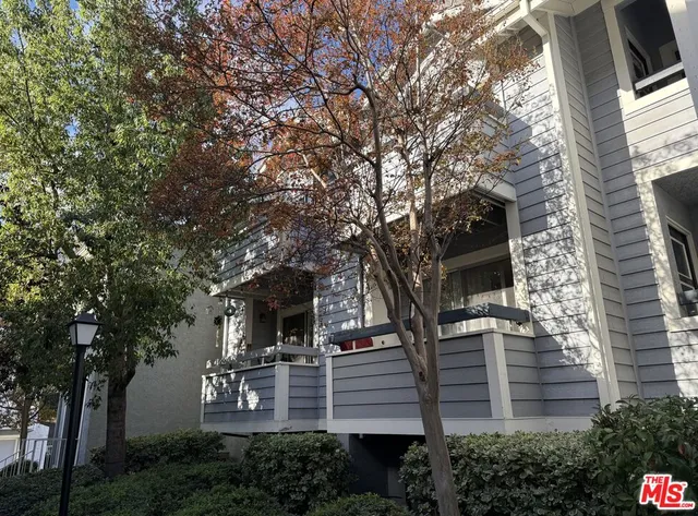 a front view of a house with plants and trees