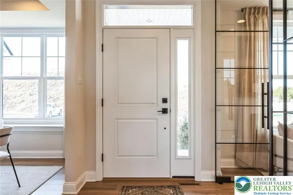a view of wooden door