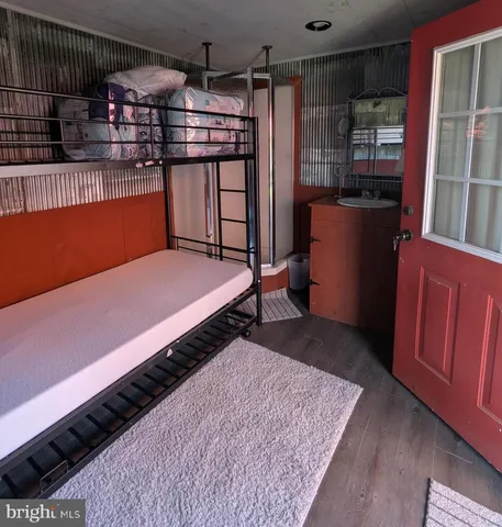 a view of a room with racks