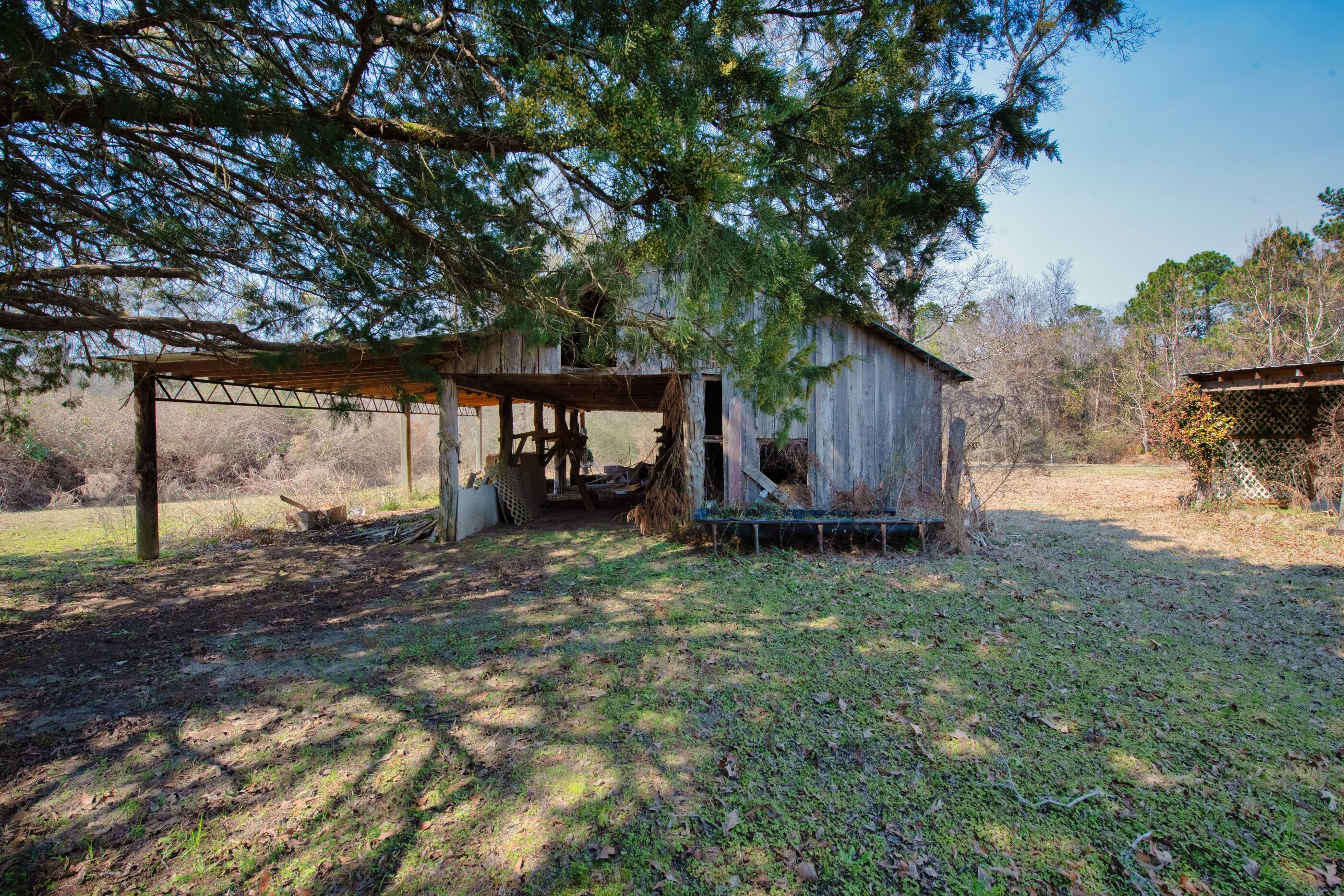 7189 Sherman Kennedy Road Baker, FL 32531 - Photo 23 of 29 a view of a backyard with large trees and wooden fence
