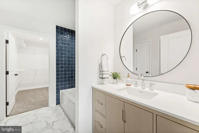 a bathroom with a bathtub