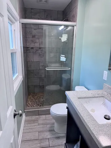 a bathroom with a shower