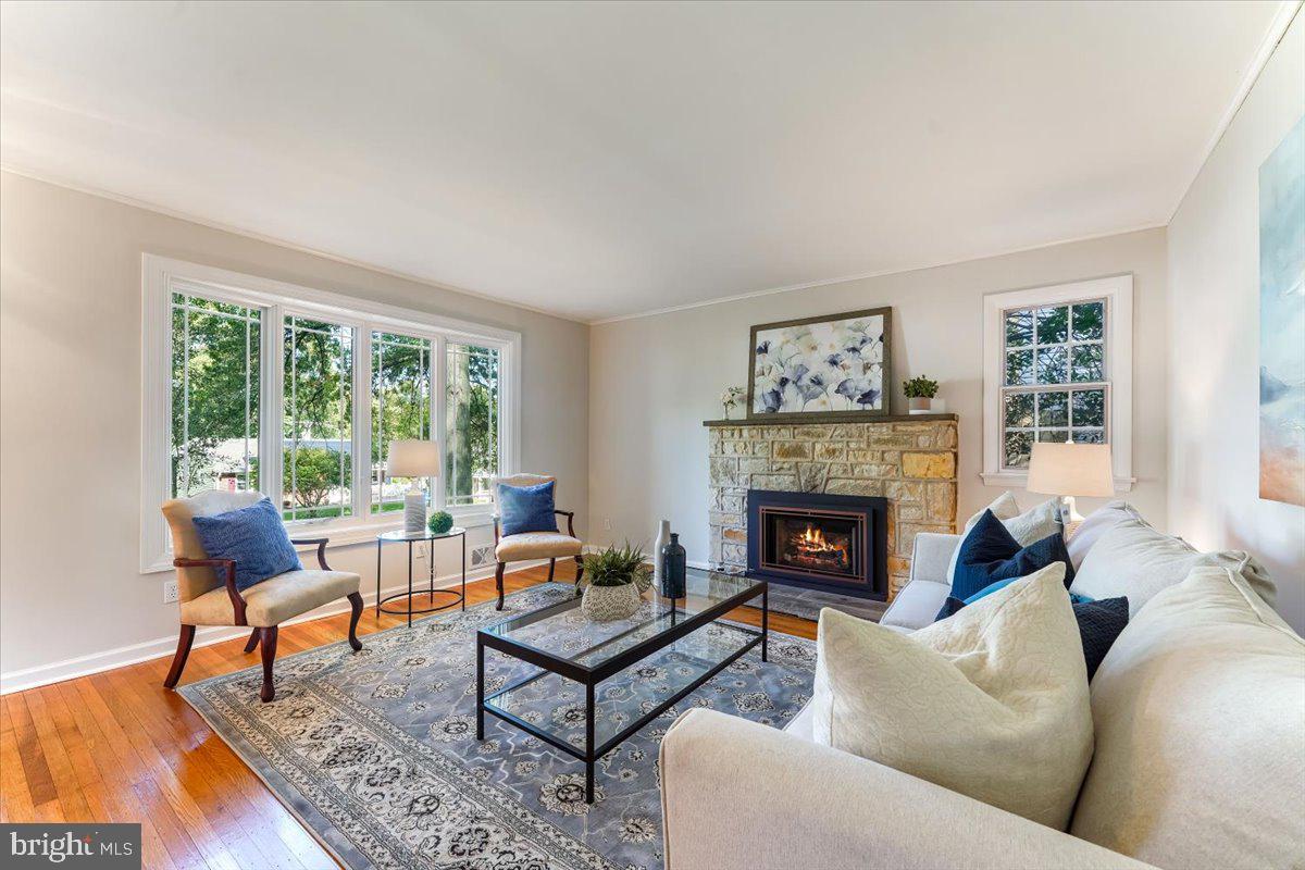 207 Cowbell Road Willow Grove, PA 19090 - Photo 3 of 45 Living room with Pella Bay Window and Fireplace