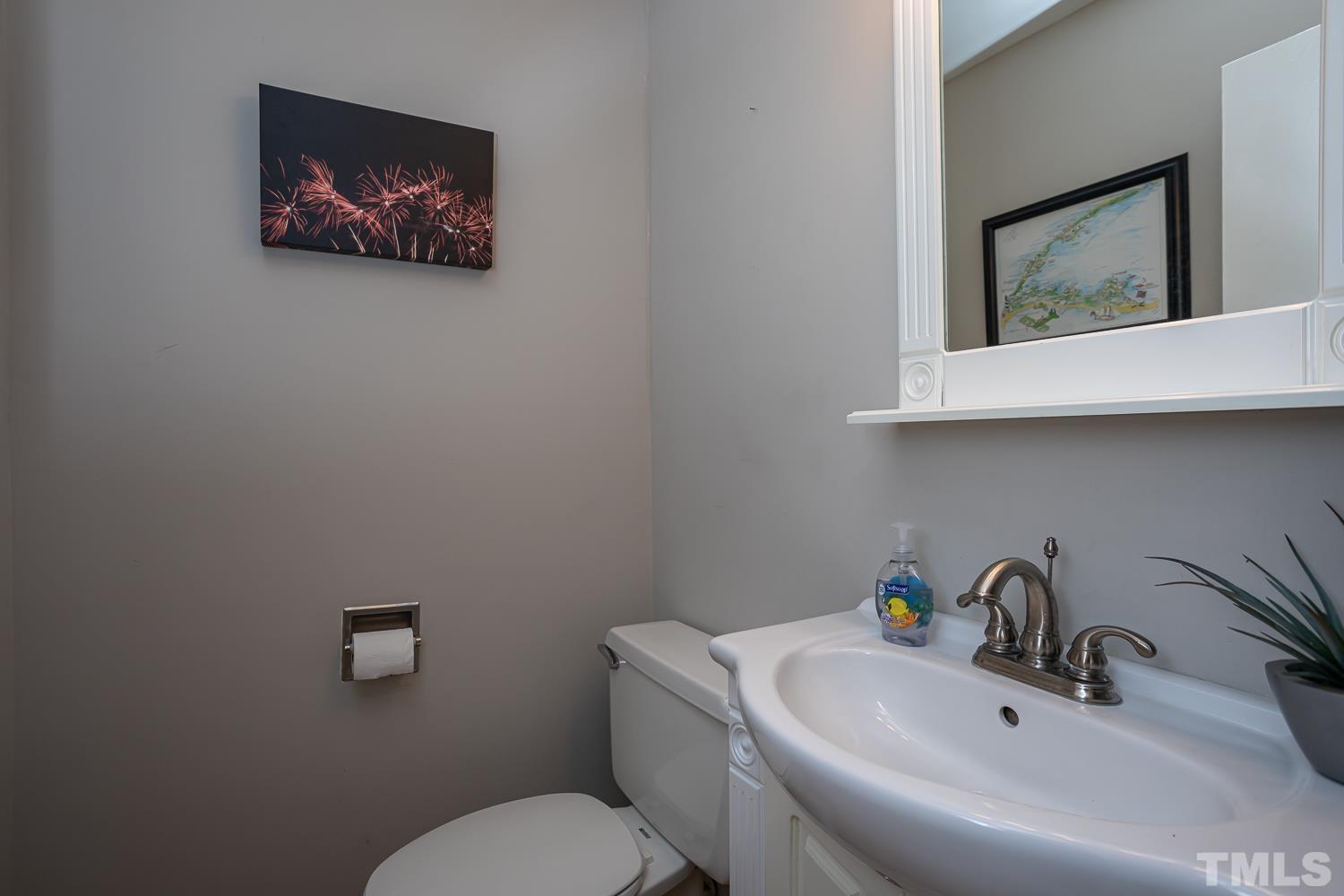 118 Ridge Trail Chapel Hill, NC 27516 - Photo 19 of 31 a bathroom with a toilet a sink and mirror