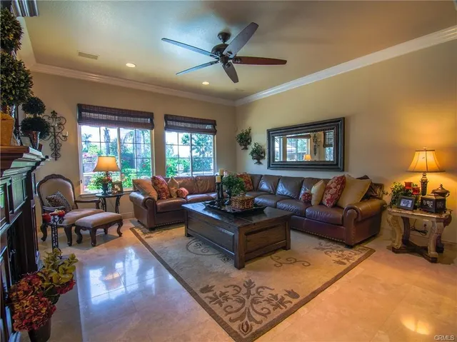 a living room with furniture rug and window