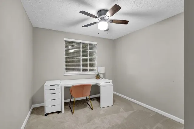 a workspace with furniture