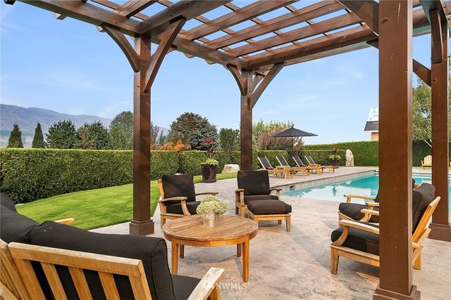 a view of outdoor space with seating