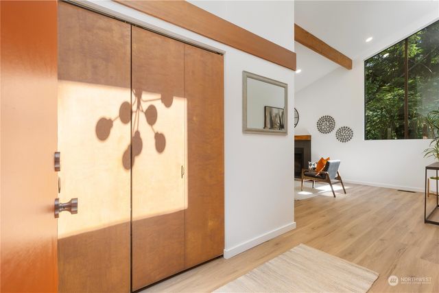 a view of a living room and a window